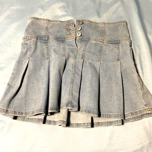 Pleated Y2K Jean Skirt